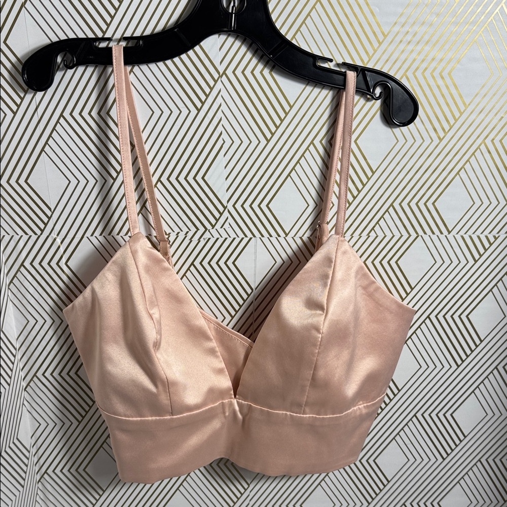 Tiger Mist‎ Bralette top women’s size small pink Satin lightweight